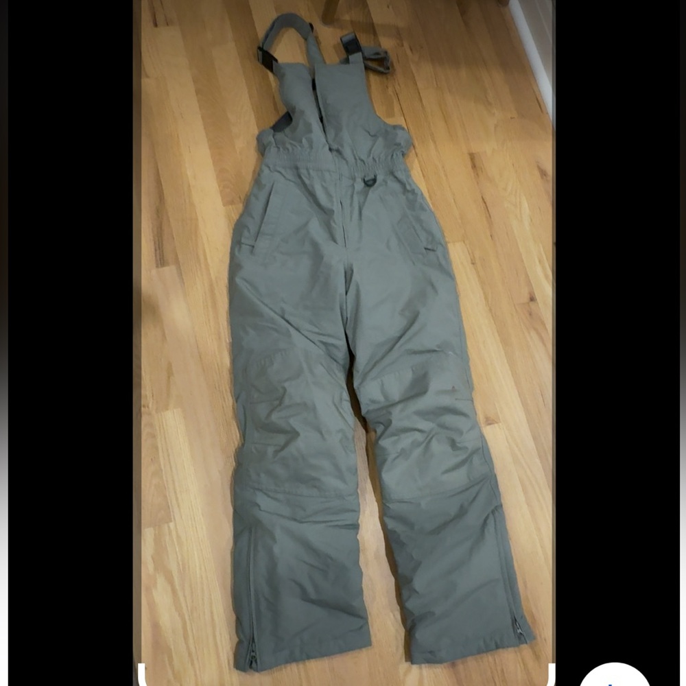 Lands End Snow Bib Youth Expedition Iron Knee Grey Ski Overalls Size 165